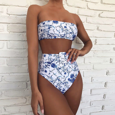 High waist tube top swimsuit