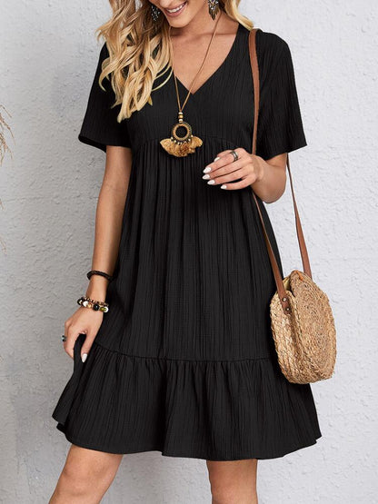 V-neck Women's Loose Short-Sleeved Dress