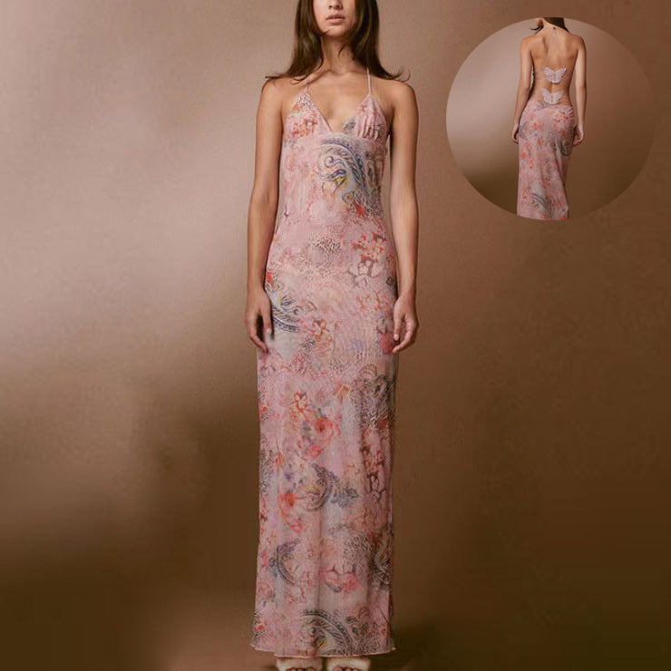 Floral Print Halter Dress