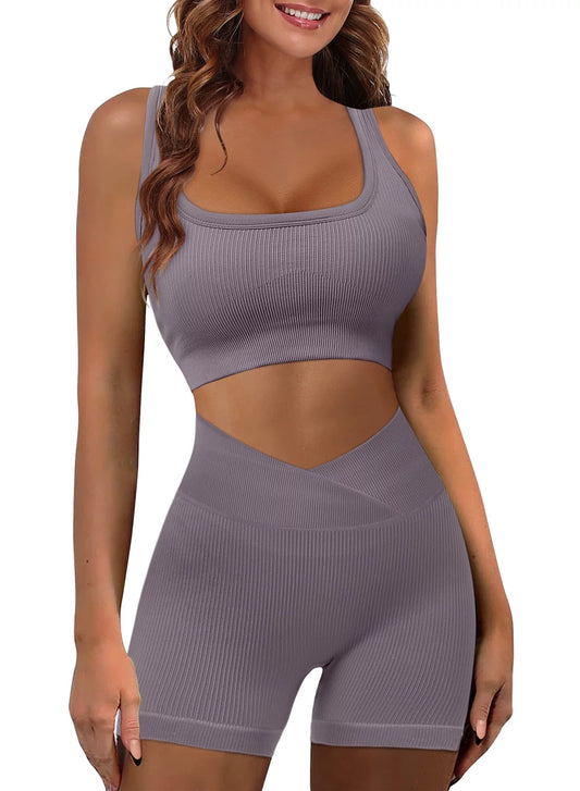 Women 2 Piece Workout Set Seamless 