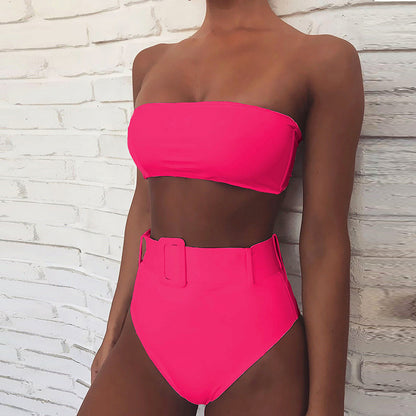 High waist tube top swimsuit