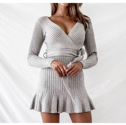 Sexy V Neck Knitted womans dress
