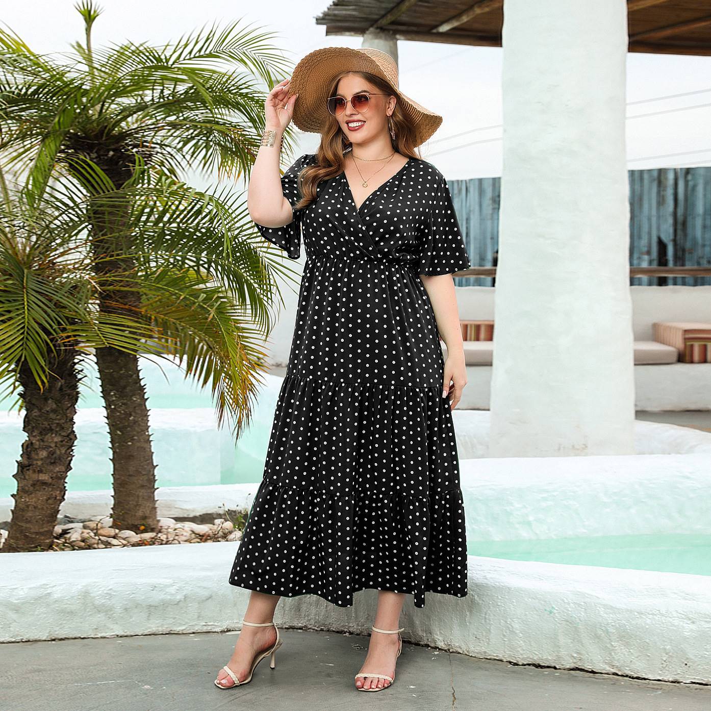 Plus-size Women's Polka Dot Dress