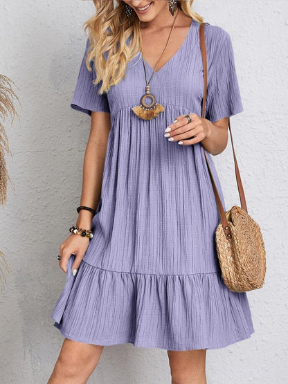 V-neck Women's Loose Short-Sleeved Dress